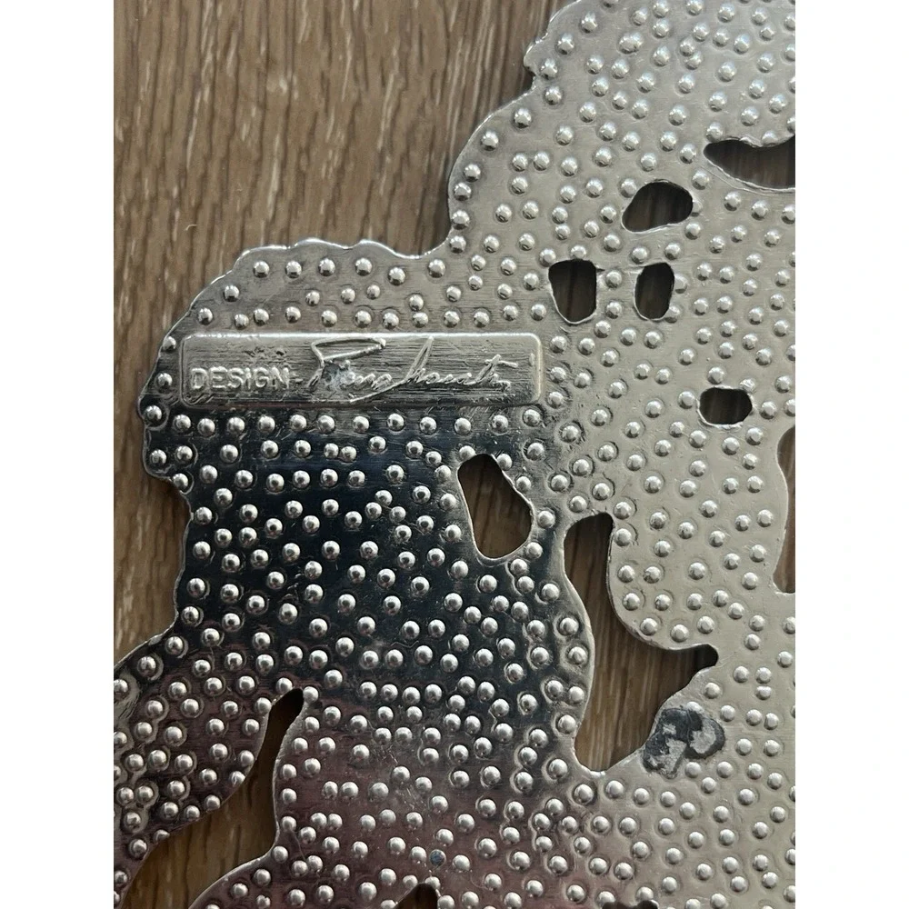 Piero Maestri Silver Plated Trivet Grapes & Basket, EP Zinc Italy Mod Dep Silver